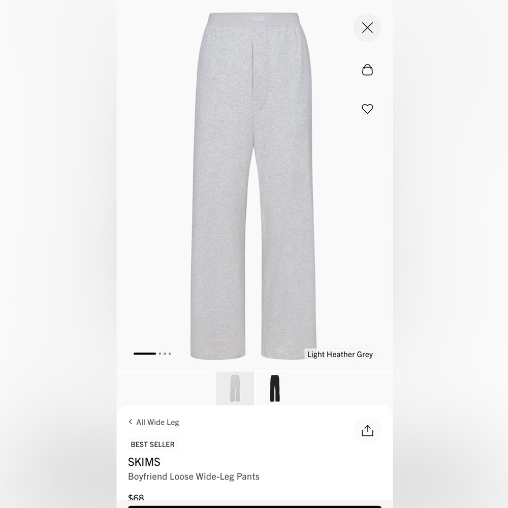 SKIMS Light Heather Grey Wide Leg Pants